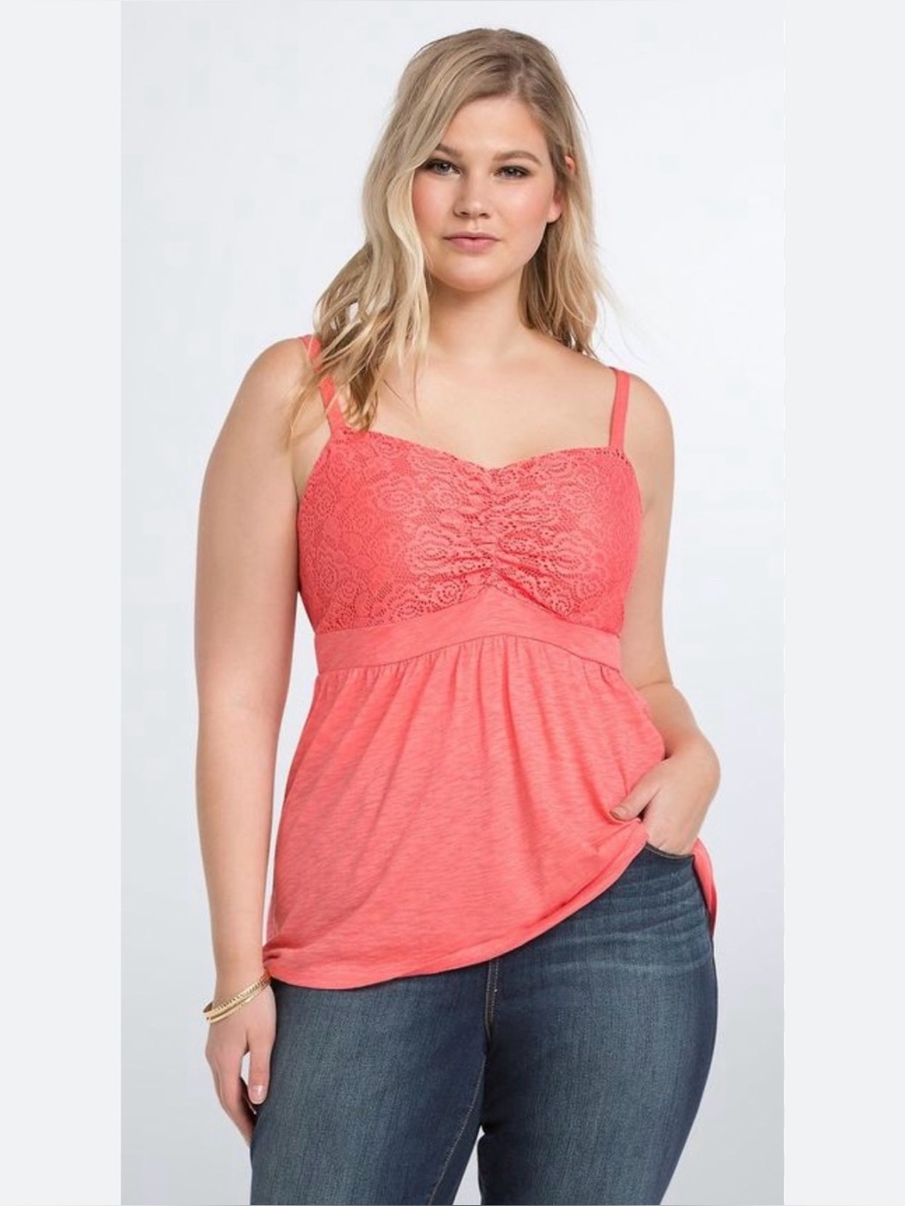 torrid Coral Lace-Top Tank